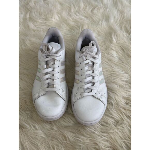 adidas Grand Court Women's Sneakers White Iridescent Stripes Size 8 - Picture 4 of 8